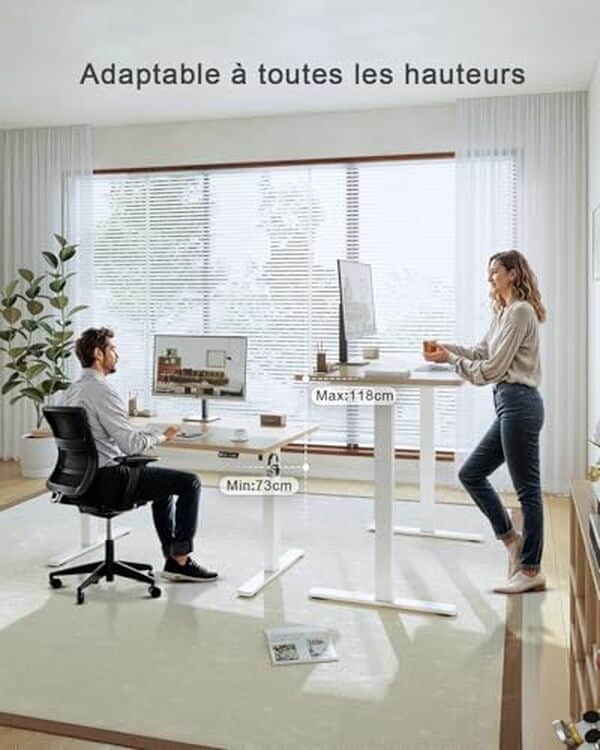 Découvrez notre avis détaillé sur le bureau assis-debout JUMMICO 160×70 cm avec rappel de posture et finition beige : ergonomie, praticité et qualité analysées.