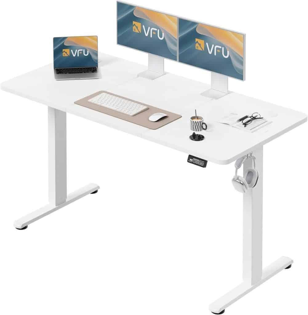 Test : bureau assis debout VFU 140 x 60 cm blanc électrique