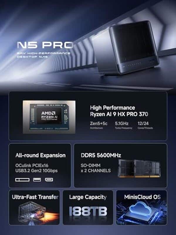 Découvrez notre test détaillé du MINISFORUM N5 Pro-P370 : un NAS puissant, polyvalent et performant pour vos besoins de stockage professionnel et personnel. 