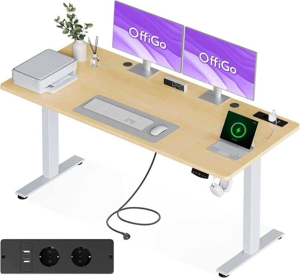 Test du bureau électrique assis-debout OffiGo 180 x 80 cm, beige