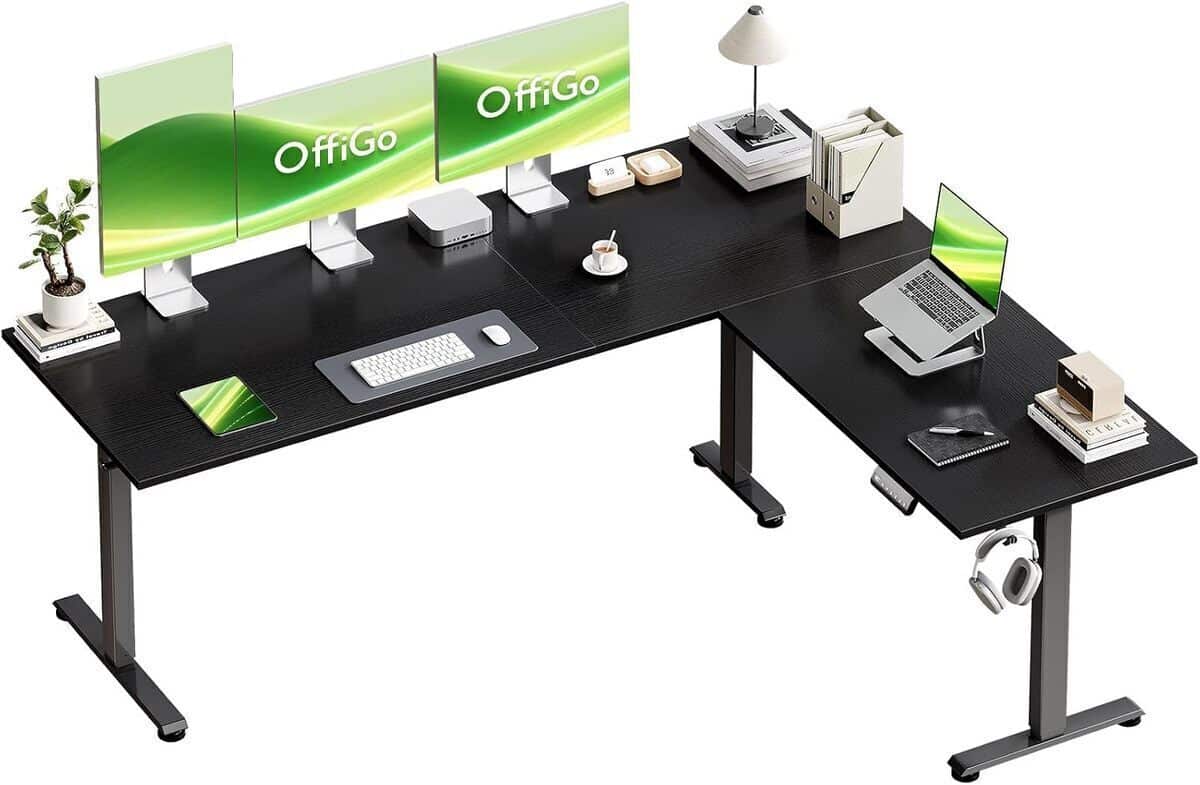 Test du bureau OffiGo : angle assis-debout, gaming 180x140 cm noir