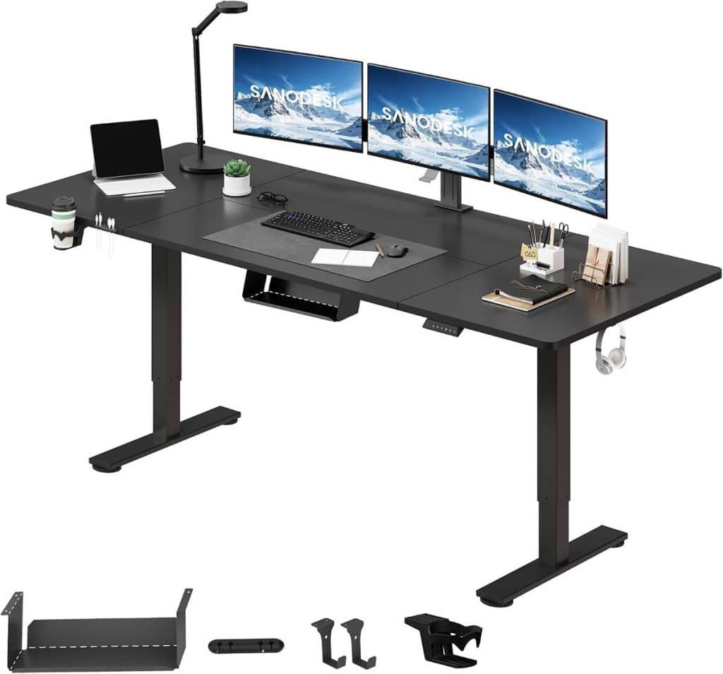 Test : bureau assis debout SANODESK 200x80cm noir