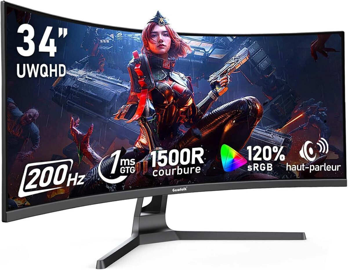 Test : écran Gawfolk 34 pouces incurvé gaming 200Hz